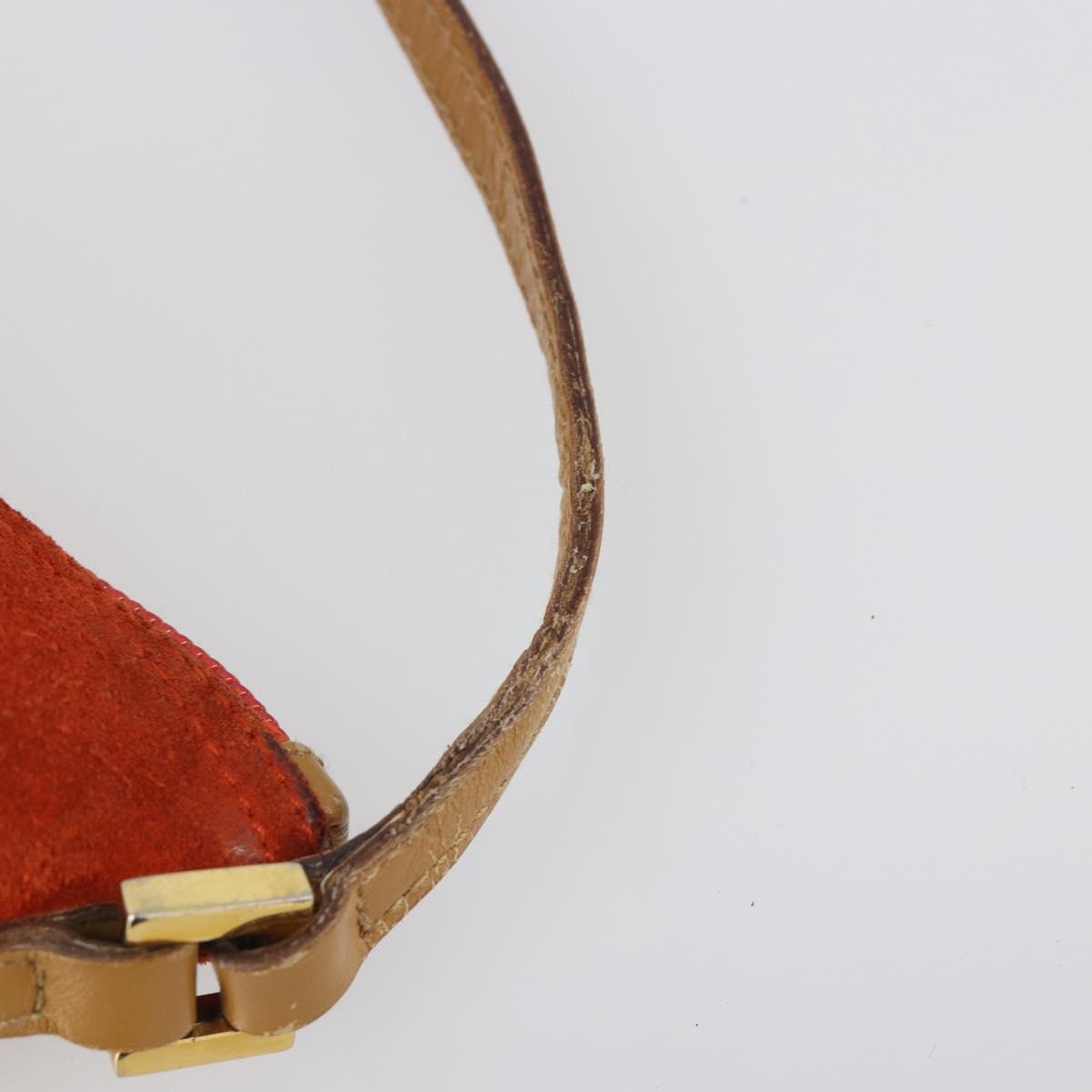 GUCCI Accessory Pouch Suede Orange Gold 039 1103 2123 Auth 188458