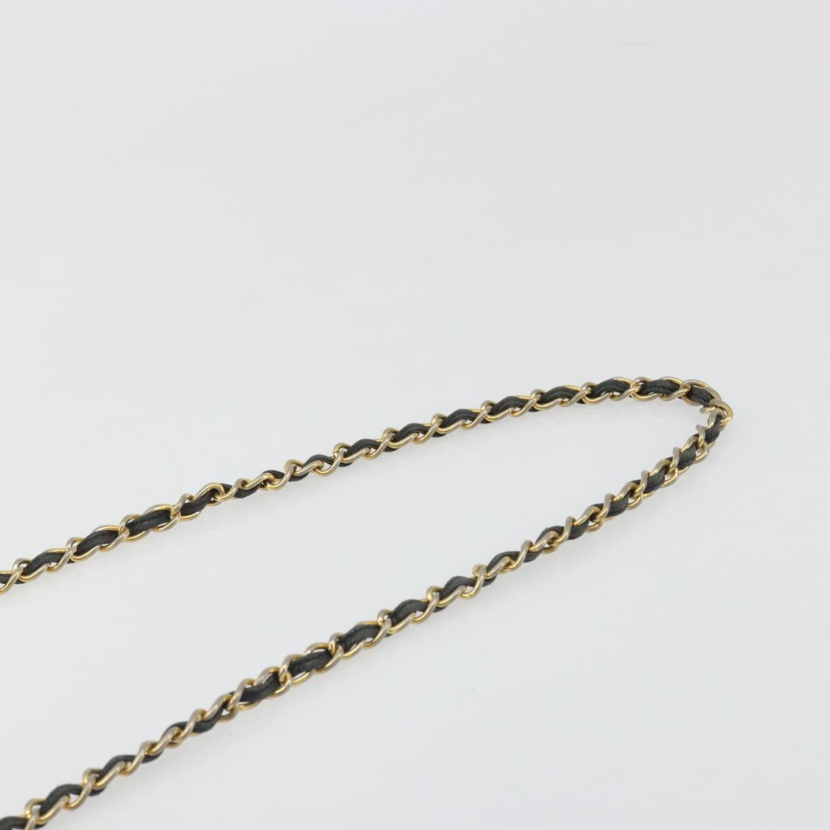 CHANEL Chain Shoulder Bag Lamb Skin Black Gold CC Auth 188459