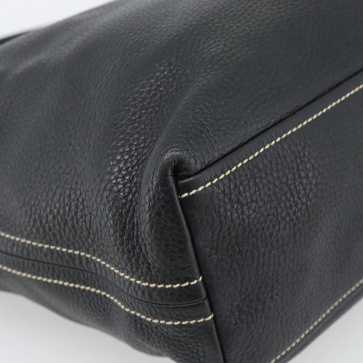 PRADA Shoulder Bag Leather Black Silver Auth 188461A