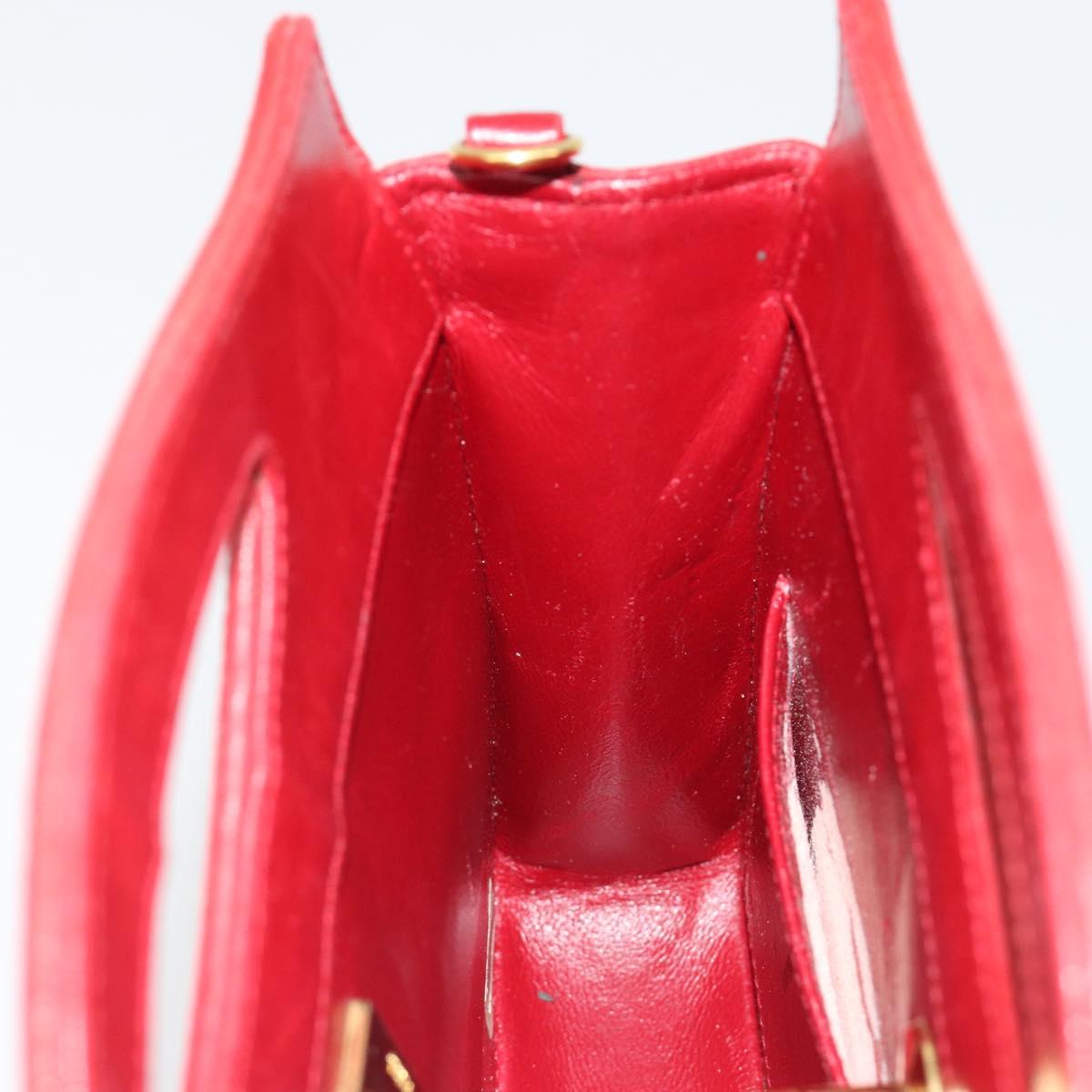 CHANEL Matelasse Hand Bag Lamb Skin Red Gold CC Auth 188464