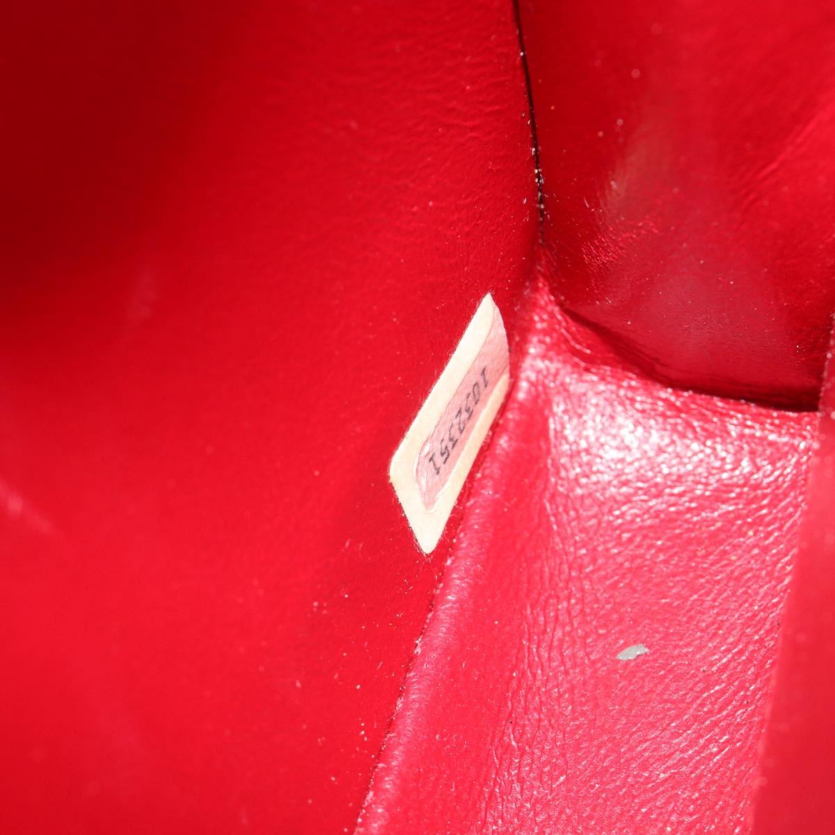 CHANEL Matelasse Hand Bag Lamb Skin Red Gold CC Auth 188464