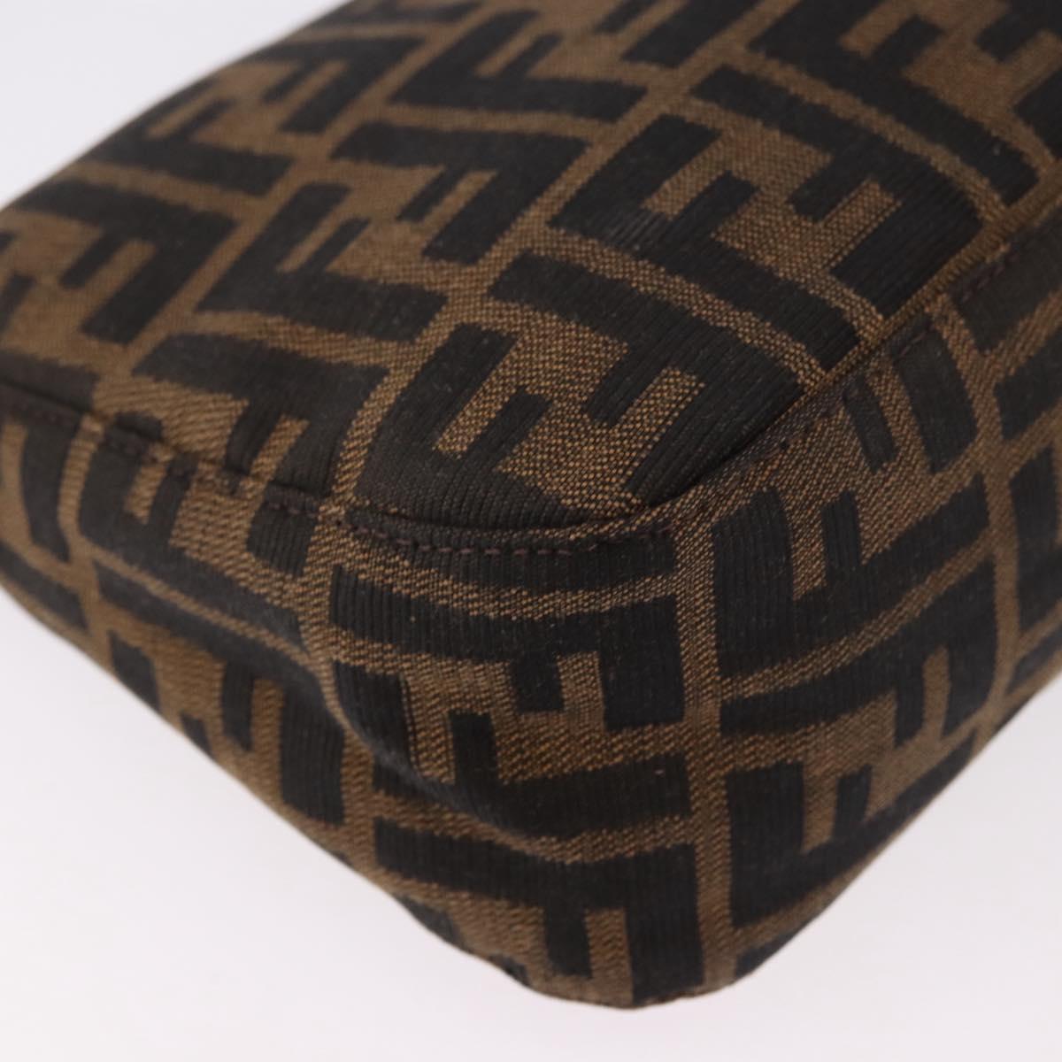 FENDI Zucca Canvas Shoulder Bag Black Brown Auth 188466SAM