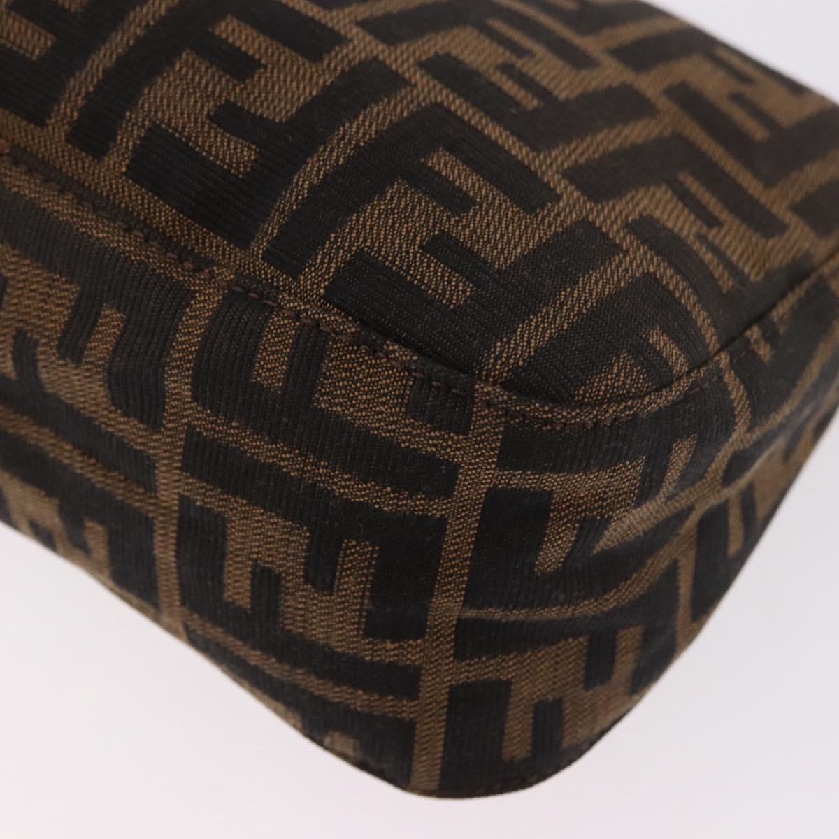 FENDI Zucca Canvas Shoulder Bag Black Brown Auth 188466SAM