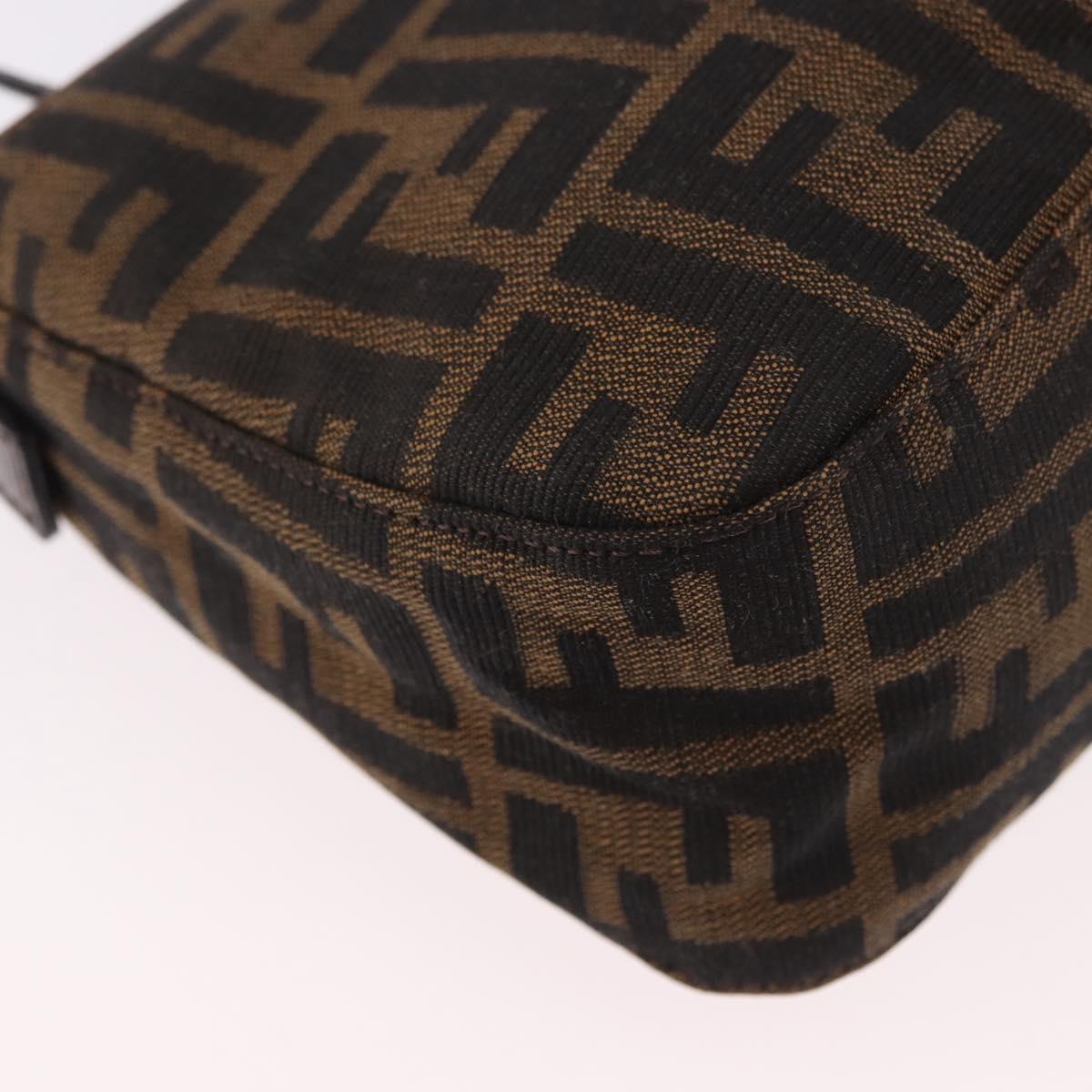 FENDI Zucca Canvas Shoulder Bag Black Brown Auth 188466SAM