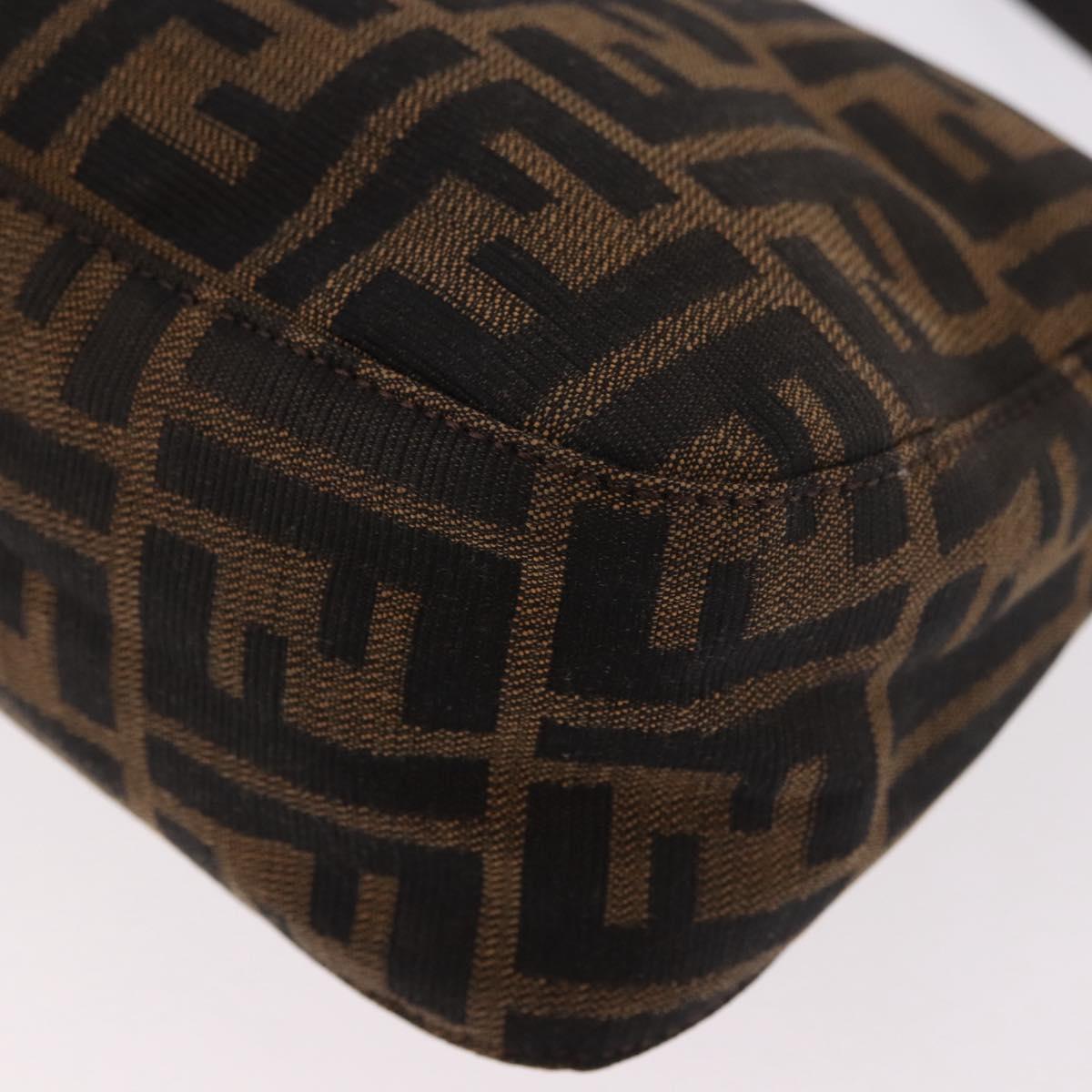 FENDI Zucca Canvas Shoulder Bag Black Brown Auth 188466SAM