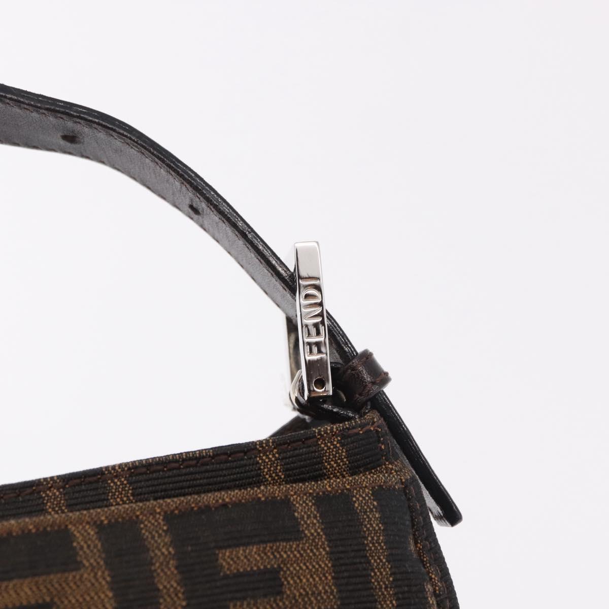 FENDI Zucca Canvas Shoulder Bag Black Brown Auth 188466SAM