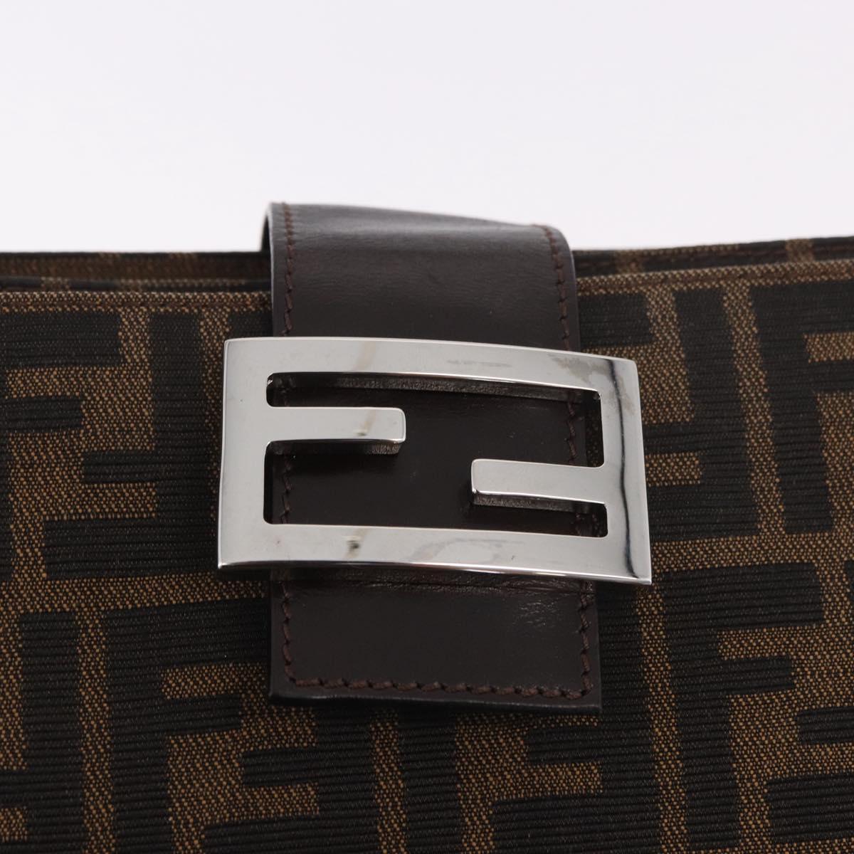 FENDI Zucca Canvas Shoulder Bag Black Brown Auth 188466SAM