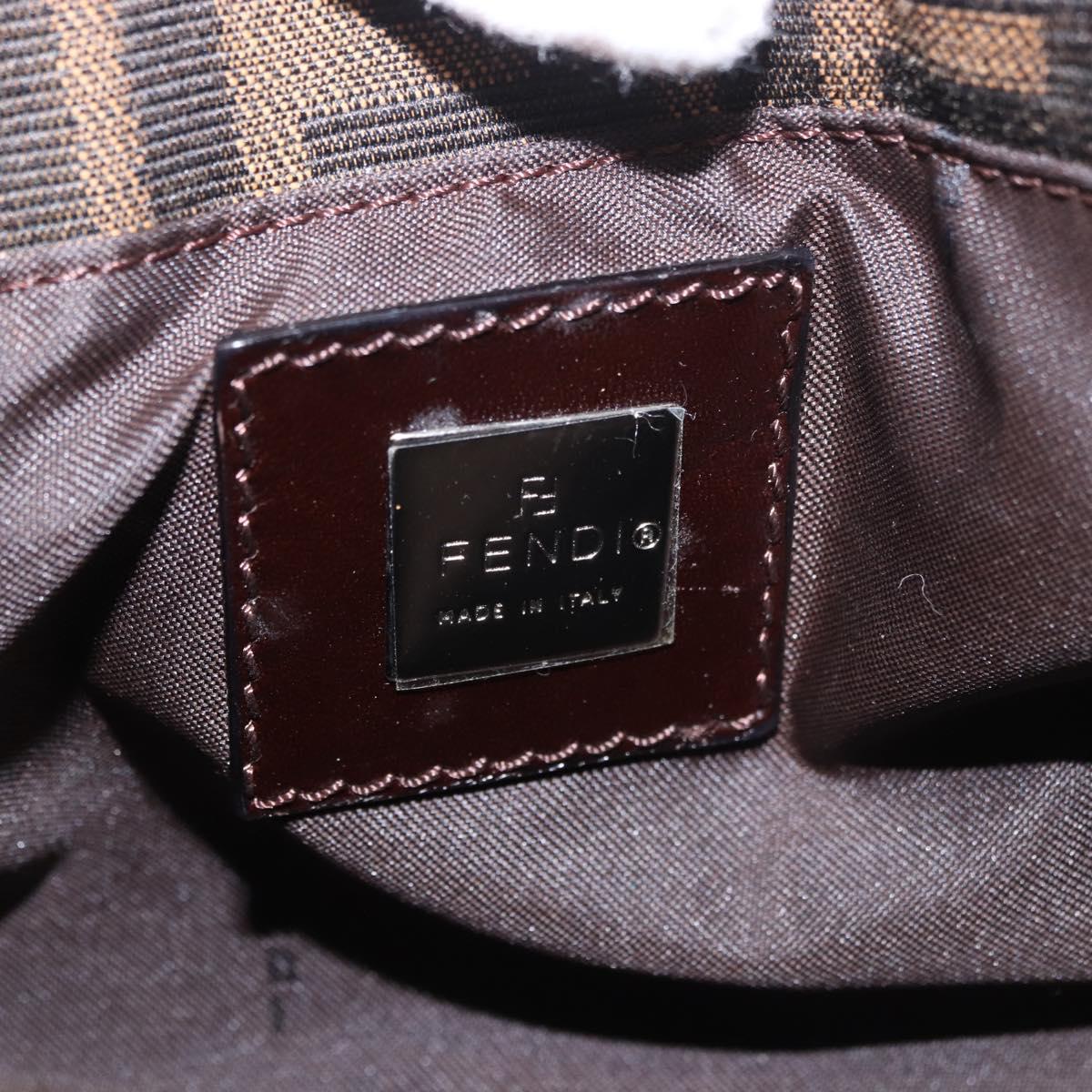 FENDI Zucca Canvas Shoulder Bag Black Brown Auth 188466SAM