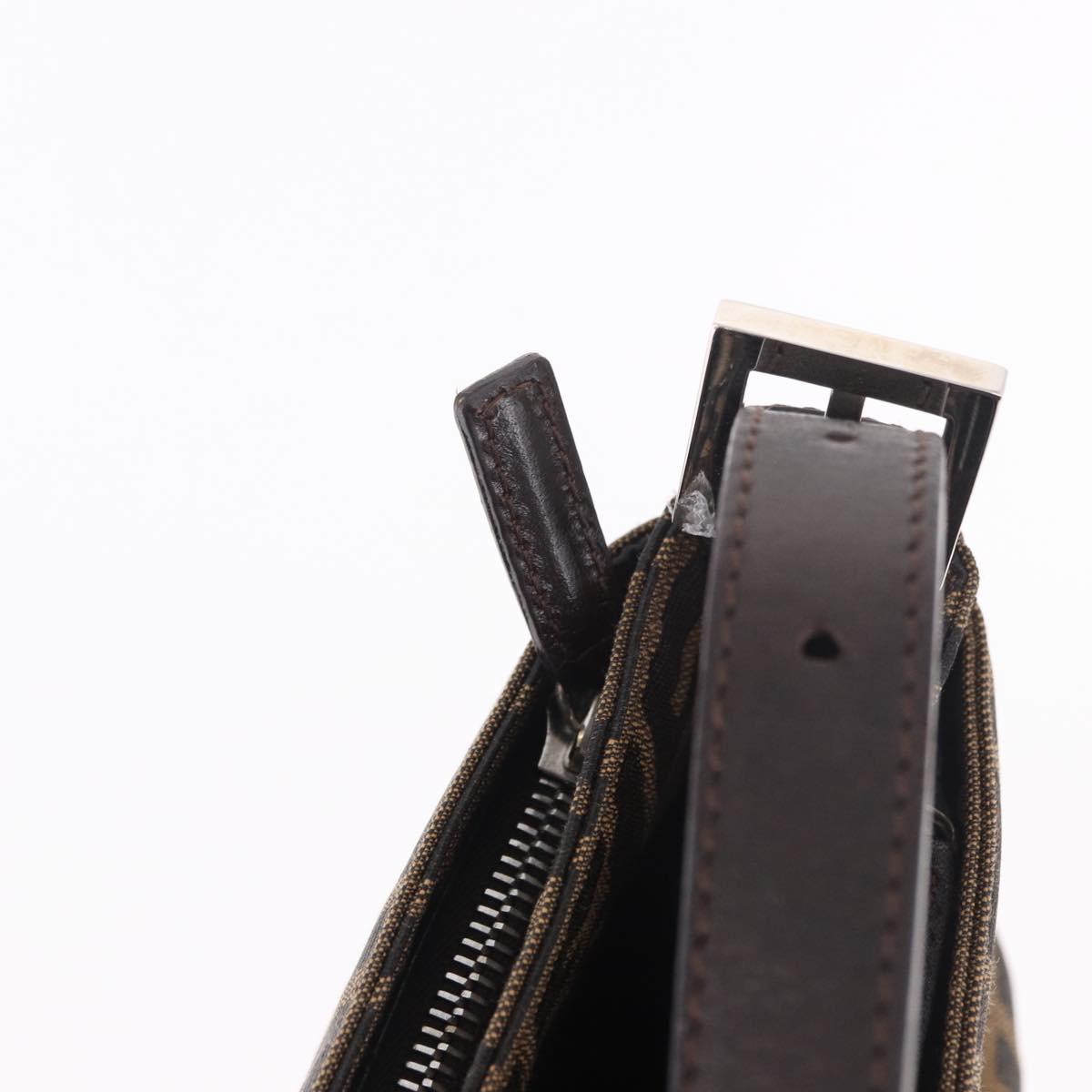 FENDI Zucca Canvas Shoulder Bag Black Brown Auth 188466SAM