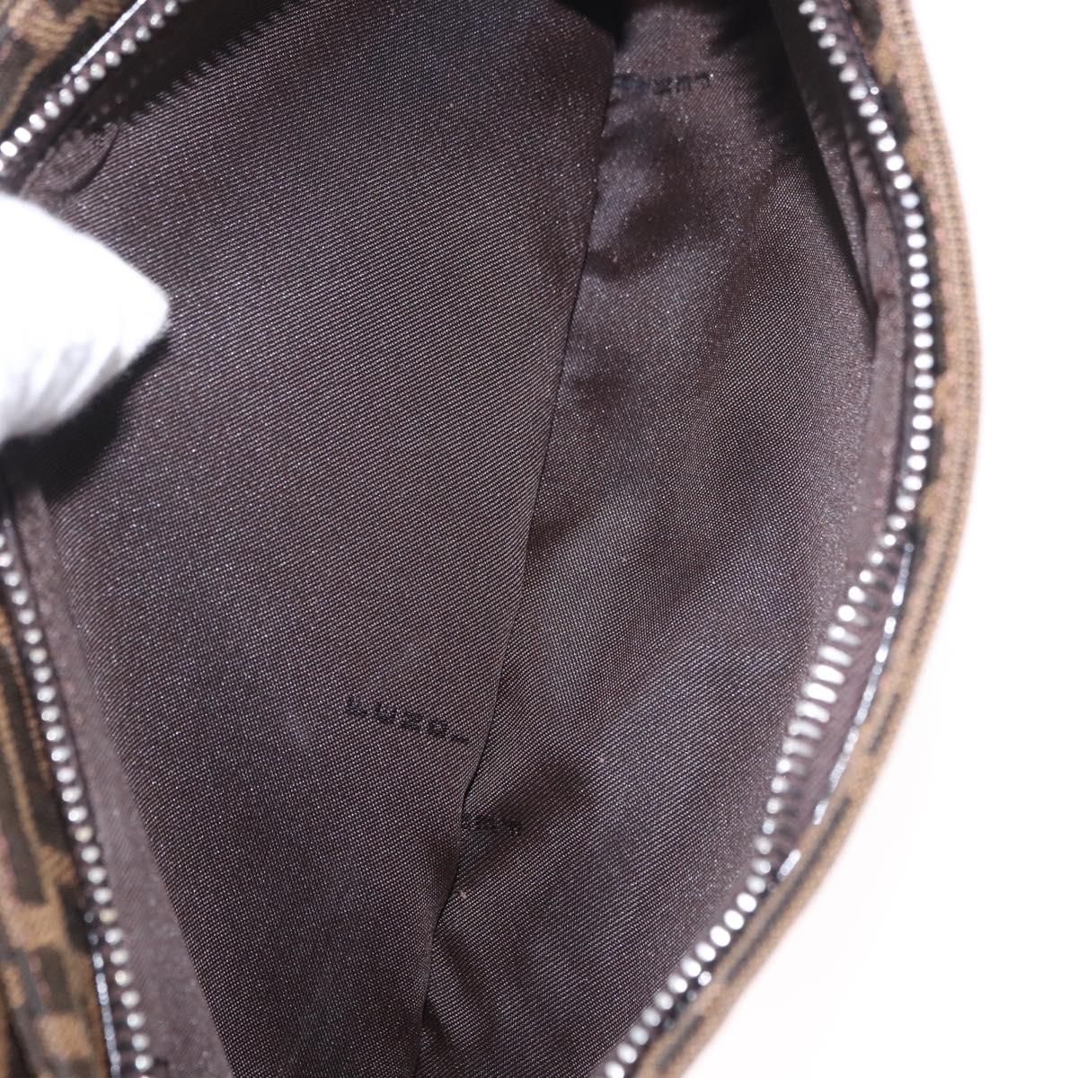 FENDI Zucca Canvas Shoulder Bag Black Brown Auth 188466SAM