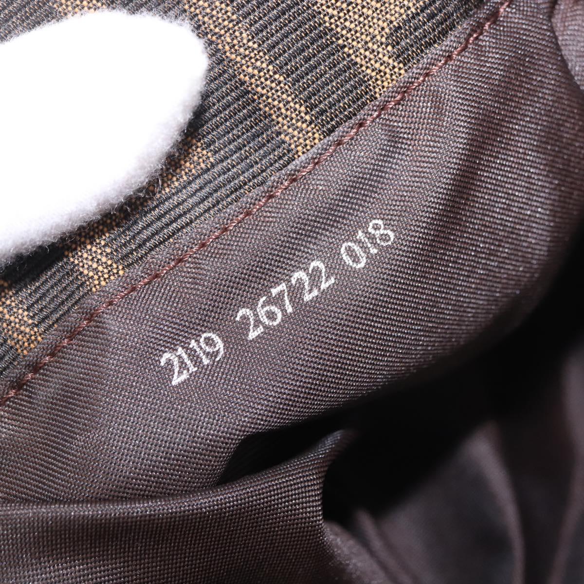 FENDI Zucca Canvas Shoulder Bag Black Brown Auth 188466SAM