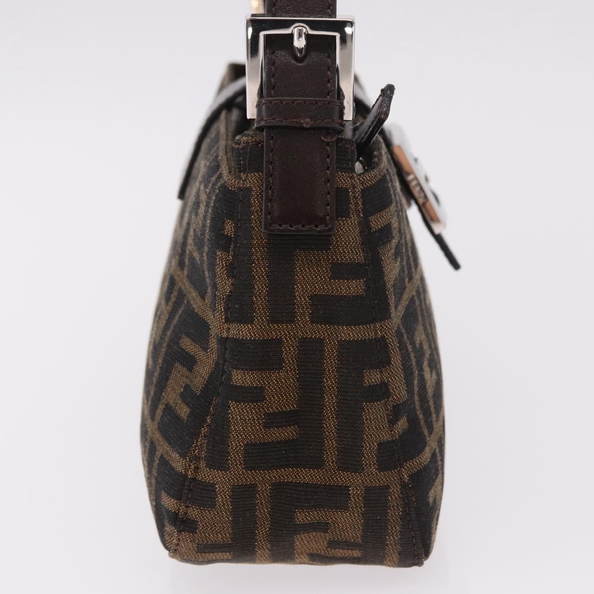 FENDI Zucca Canvas Shoulder Bag Black Brown Auth 188466SAM