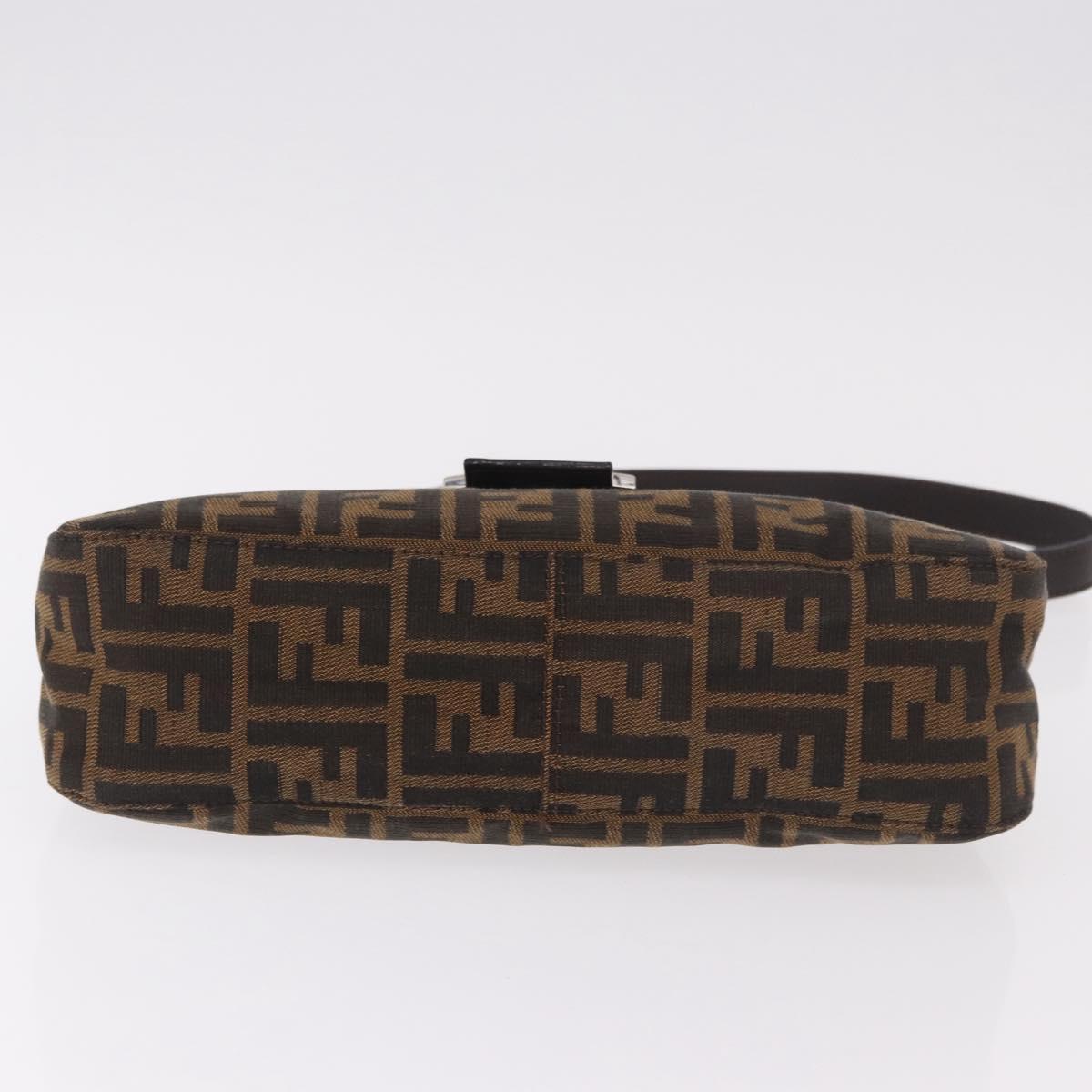 FENDI Zucca Canvas Shoulder Bag Black Brown Auth 188466SAM