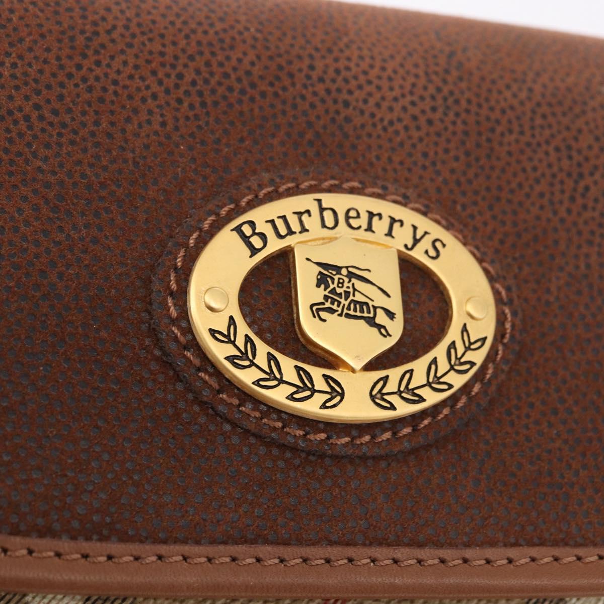 Burberrys Nova Check Shoulder Bag PVC Beige Gold Auth 188467