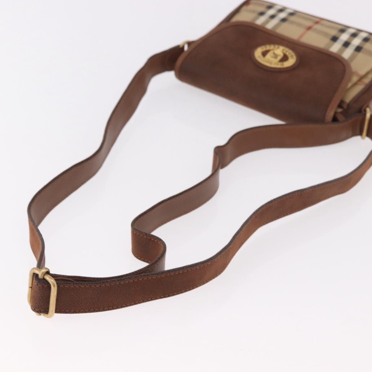 Burberrys Nova Check Shoulder Bag PVC Beige Gold Auth 188467