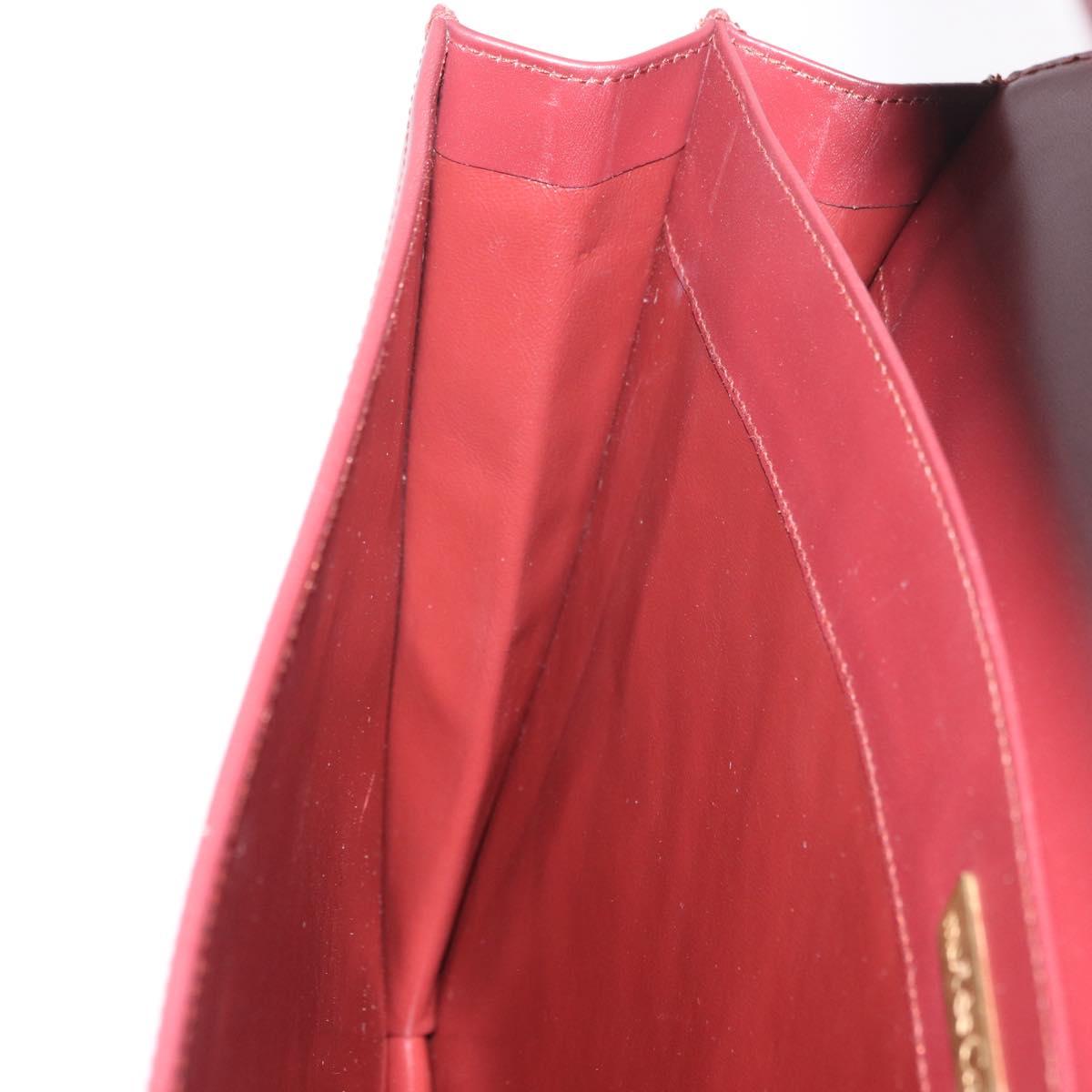 CARTIER Must Line Business Bag Leather Bordeaux Gold Auth 188470A