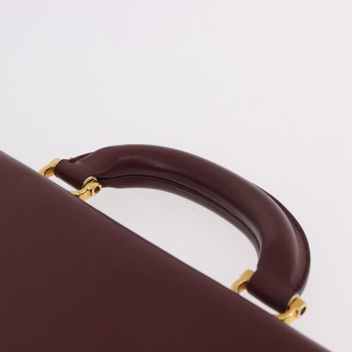 CARTIER Must Line Business Bag Leather Bordeaux Gold Auth 188470A