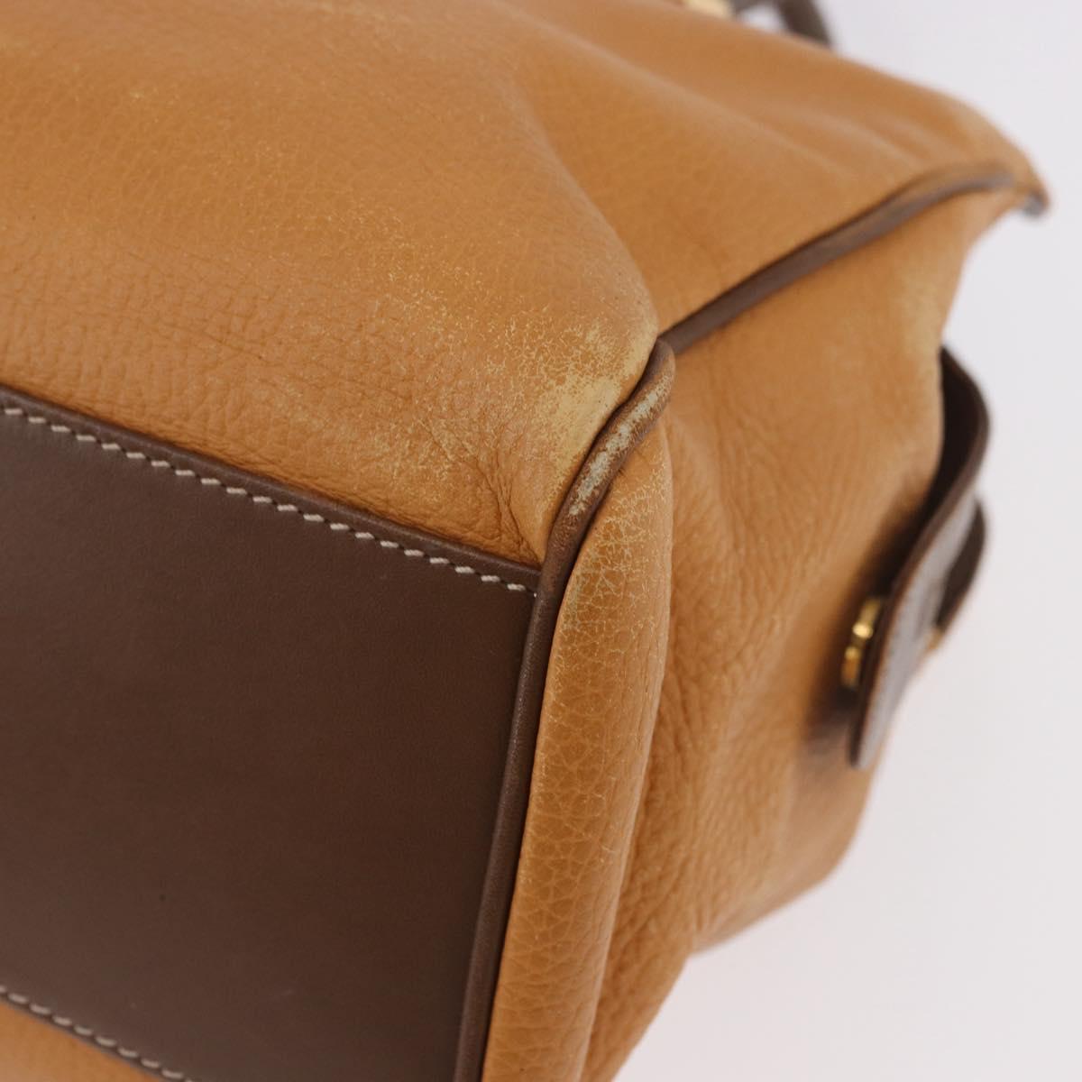 LOEWE Anagram Hand Bag Leather Yellow Gold Auth 188471A
