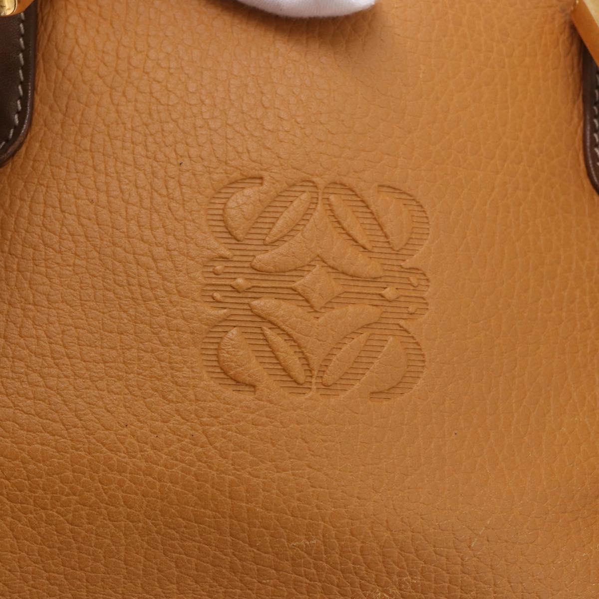 LOEWE Anagram Hand Bag Leather Yellow Gold Auth 188471A
