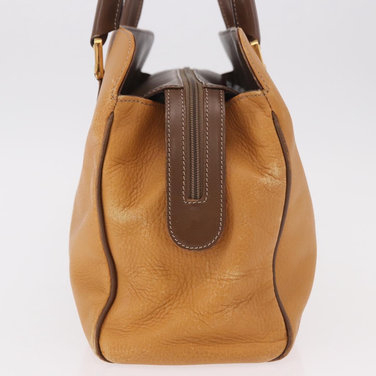 LOEWE Anagram Hand Bag Leather Yellow Gold Auth 188471A