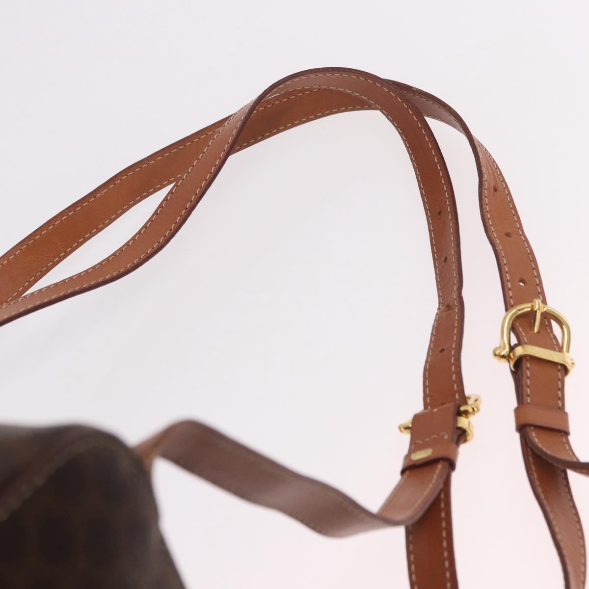 CELINE Macadam Canvas Backpack PVC Leather Brown Gold Auth 188472V