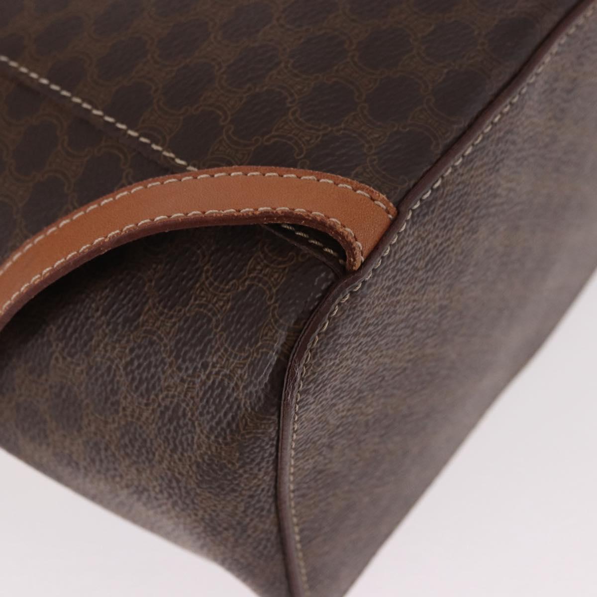 CELINE Macadam Canvas Backpack PVC Leather Brown Gold Auth 188472V