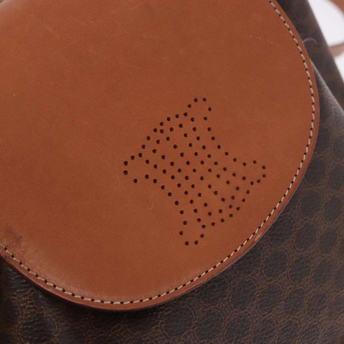 CELINE Macadam Canvas Backpack PVC Leather Brown Gold Auth 188472V
