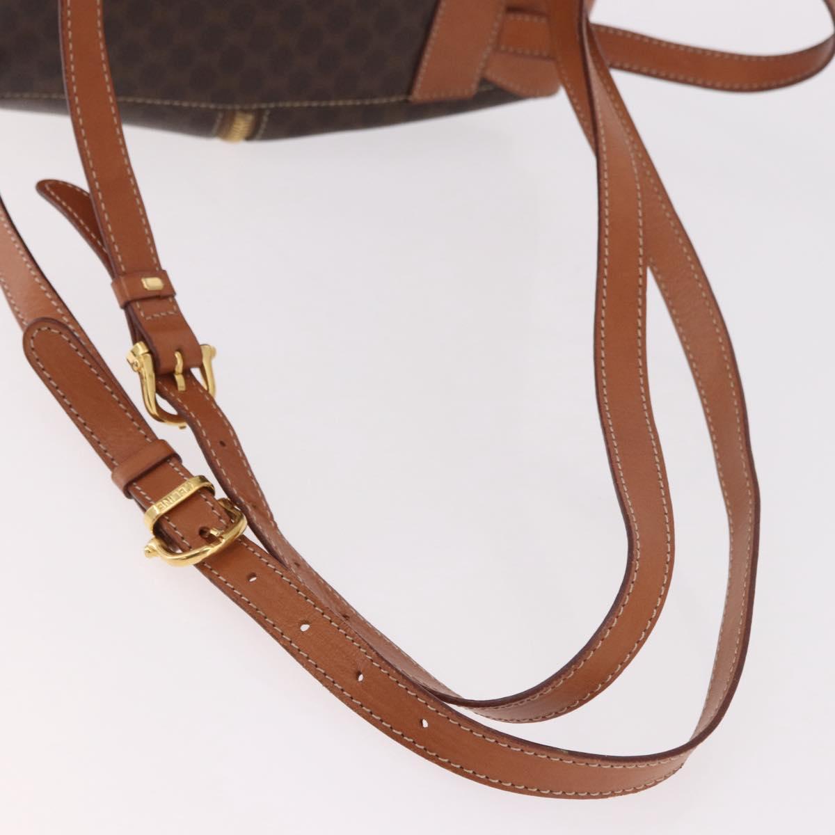 CELINE Macadam Canvas Backpack PVC Leather Brown Gold Auth 188472V