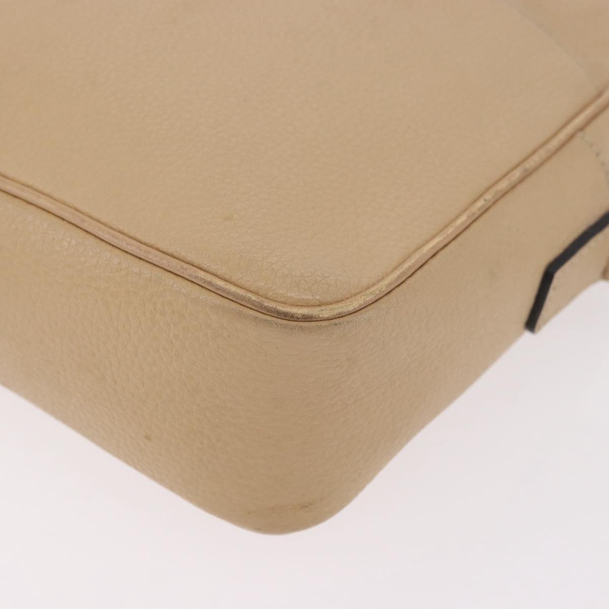 CELINE Shoulder Bag Leather Beige Gold Auth 188477