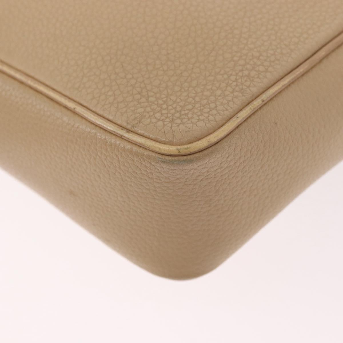 CELINE Shoulder Bag Leather Beige Gold Auth 188477