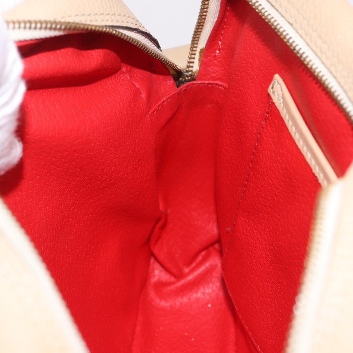 CELINE Shoulder Bag Leather Beige Gold Auth 188477
