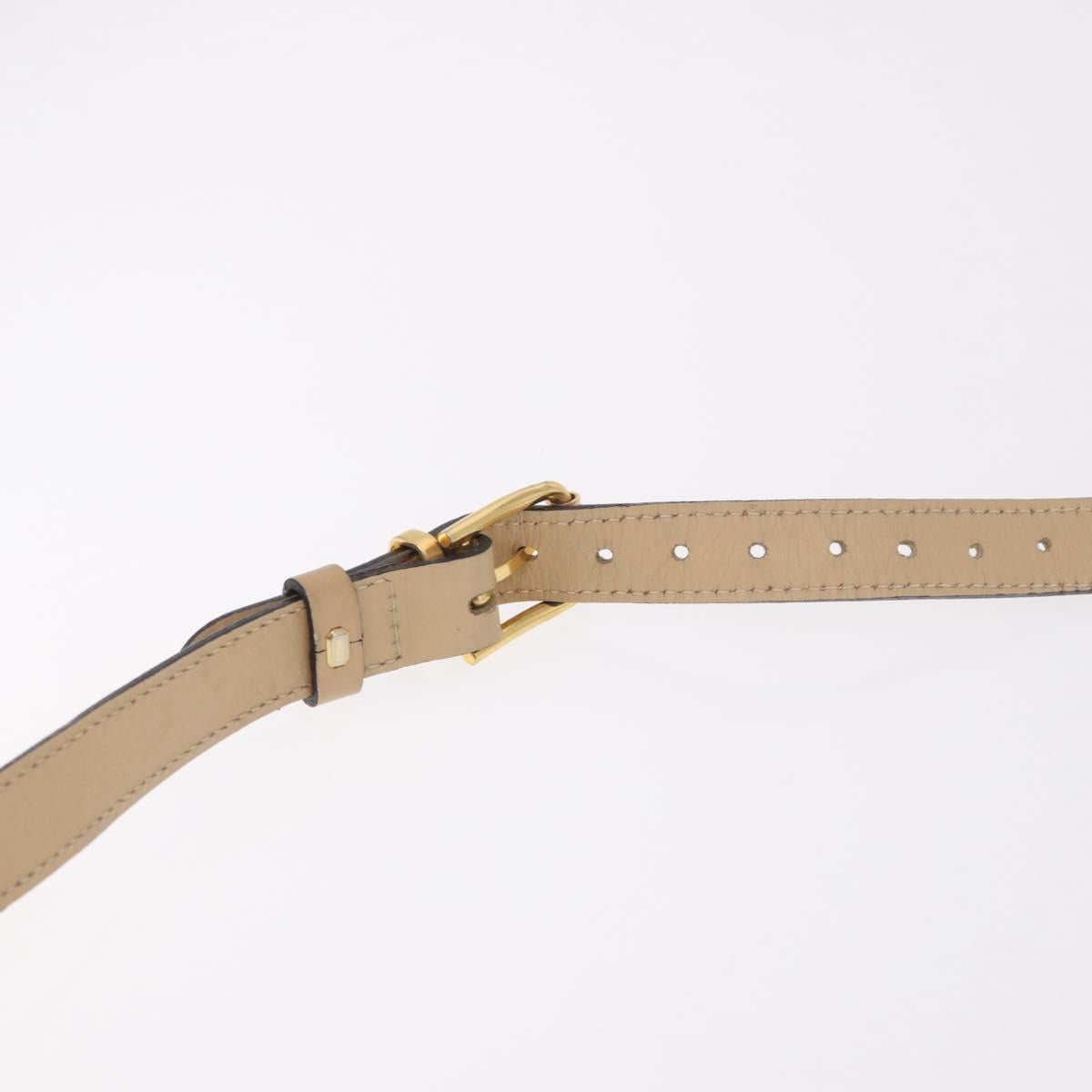 CELINE Shoulder Bag Leather Beige Gold Auth 188477