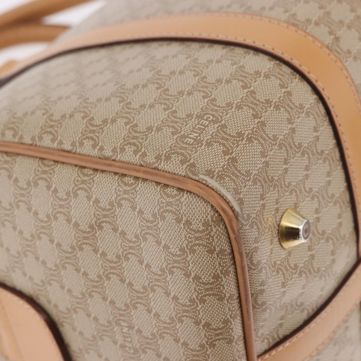 CELINE Macadam Canvas Boston Bag PVC Beige Gold Auth 188481V