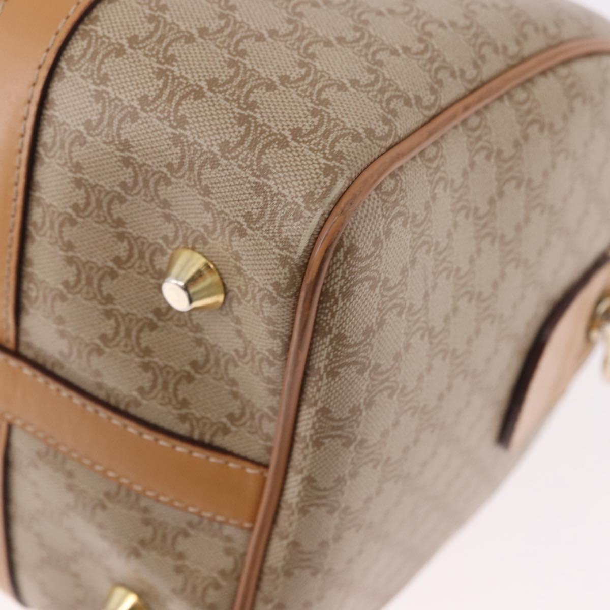 CELINE Macadam Canvas Boston Bag PVC Beige Gold Auth 188481V