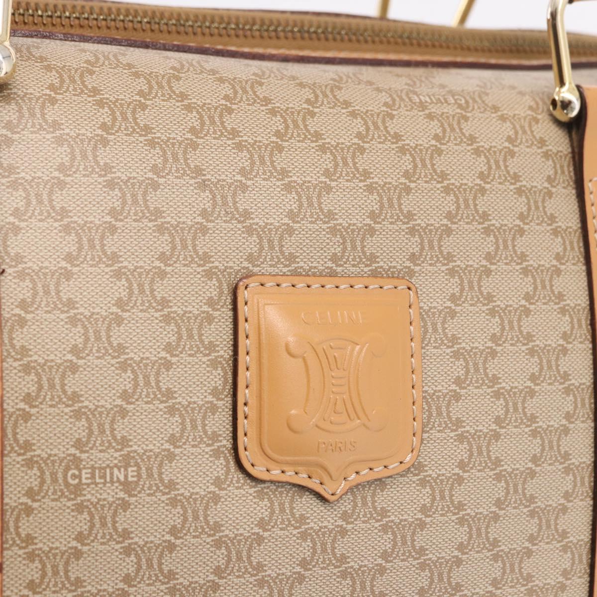 CELINE Macadam Canvas Boston Bag PVC Beige Gold Auth 188481V