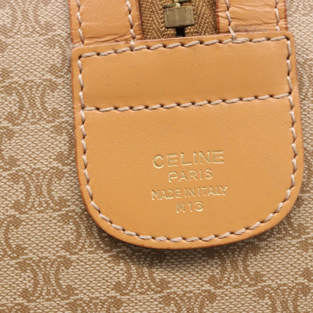 CELINE Macadam Canvas Boston Bag PVC Beige Gold Auth 188481V
