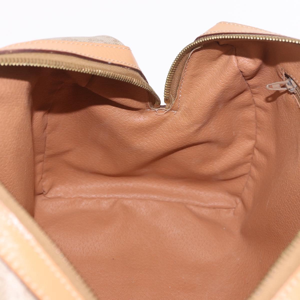 CELINE Macadam Canvas Boston Bag PVC Beige Gold Auth 188481V