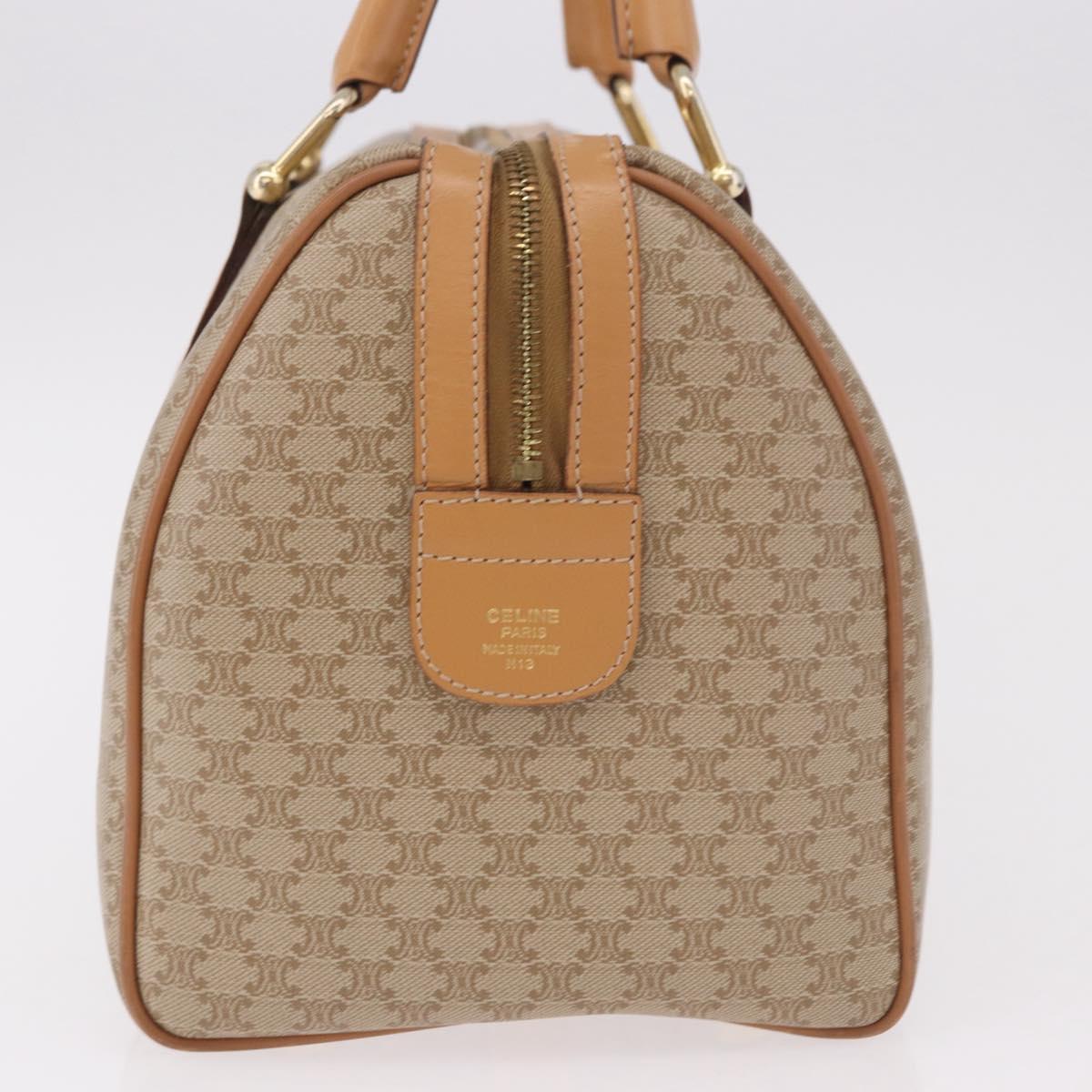 CELINE Macadam Canvas Boston Bag PVC Beige Gold Auth 188481V