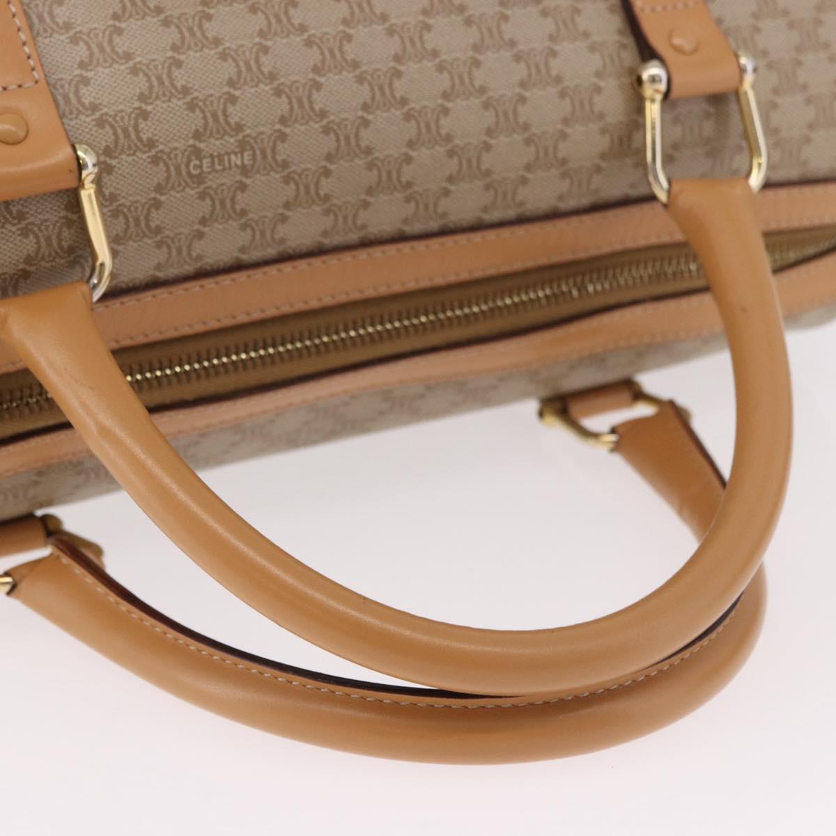 CELINE Macadam Canvas Boston Bag PVC Beige Gold Auth 188481V