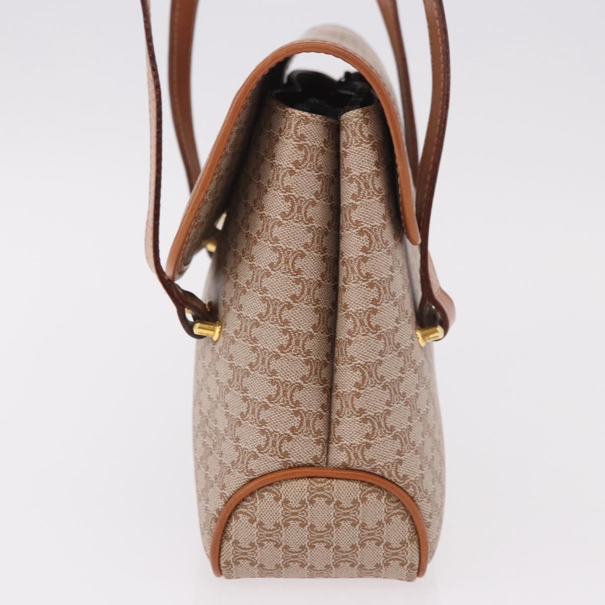 CELINE Macadam Canvas Tote Bag PVC Beige Gold Auth 188484A