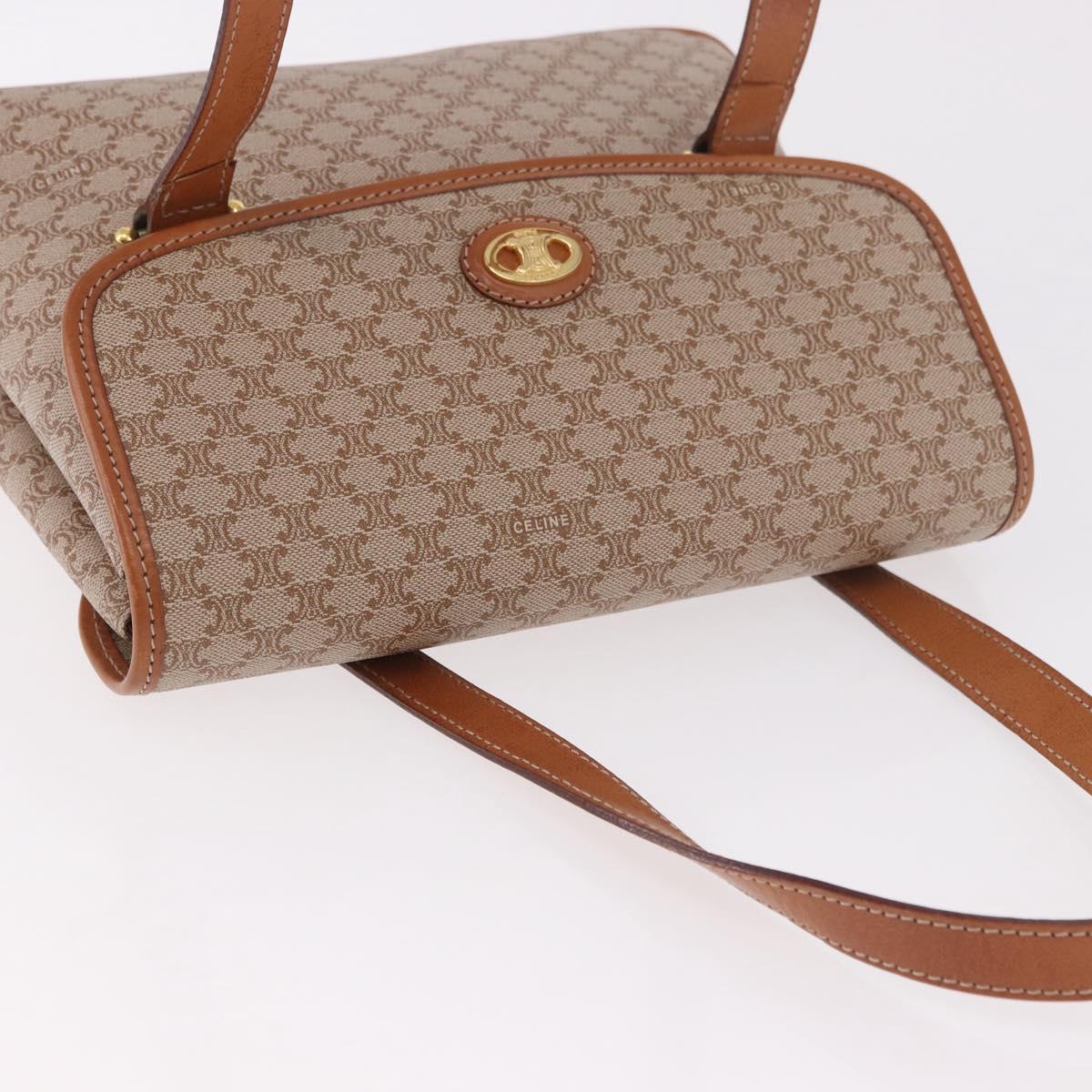 CELINE Macadam Canvas Tote Bag PVC Beige Gold Auth 188484A
