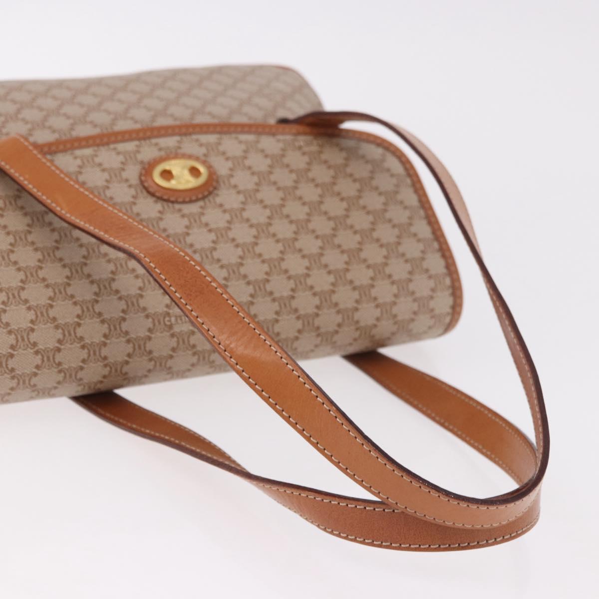 CELINE Macadam Canvas Tote Bag PVC Beige Gold Auth 188484A