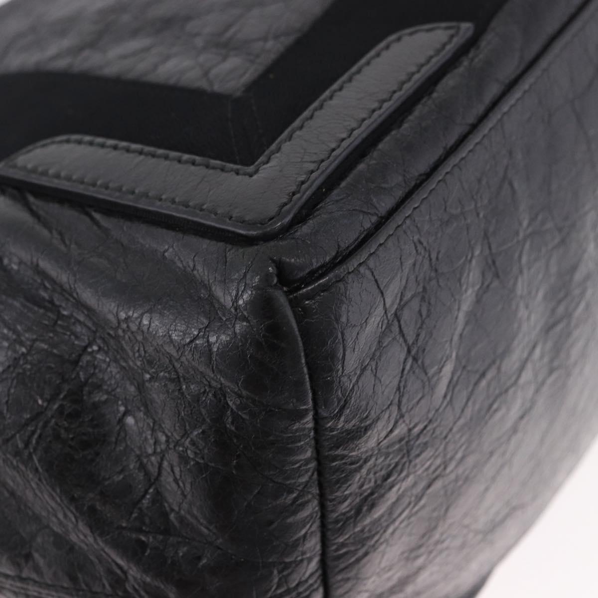 BALENCIAGA Navy Cabas S Hand Bag Leather Black Silver 339933 Auth 188486A