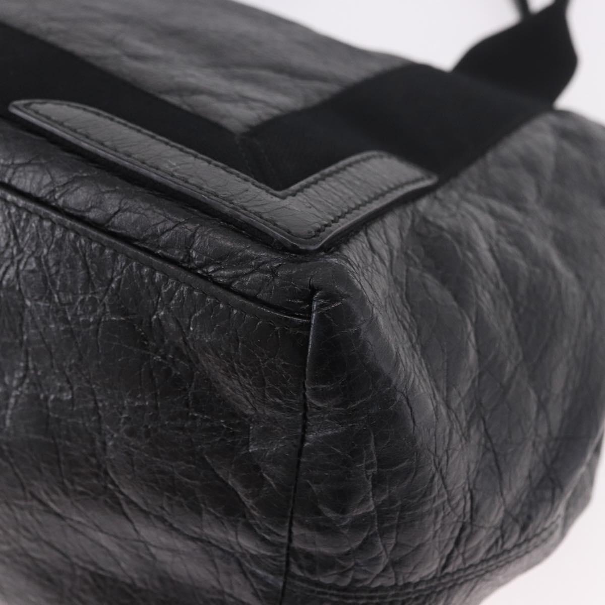 BALENCIAGA Navy Cabas S Hand Bag Leather Black Silver 339933 Auth 188486A