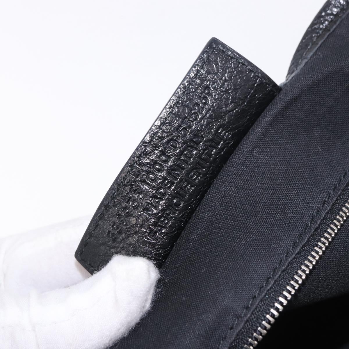 BALENCIAGA Navy Cabas S Hand Bag Leather Black Silver 339933 Auth 188486A