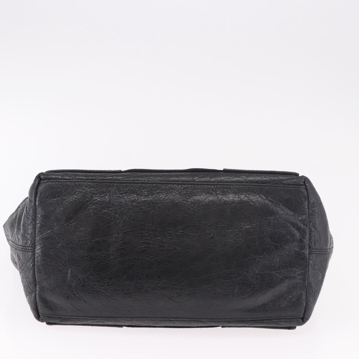 BALENCIAGA Navy Cabas S Hand Bag Leather Black Silver 339933 Auth 188486A