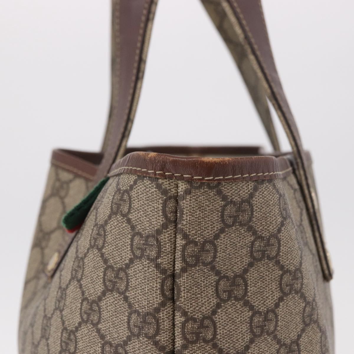 GUCCI GG Supreme Web Sherry Line Tote Bag PVC Beige Gold 211134 Auth 188490