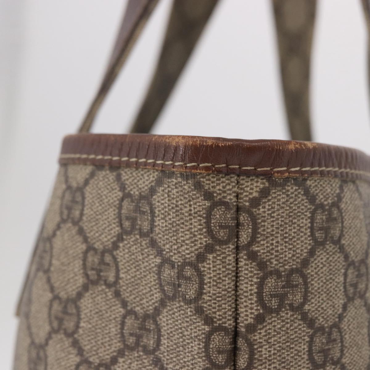 GUCCI GG Supreme Web Sherry Line Tote Bag PVC Beige Gold 211134 Auth 188490