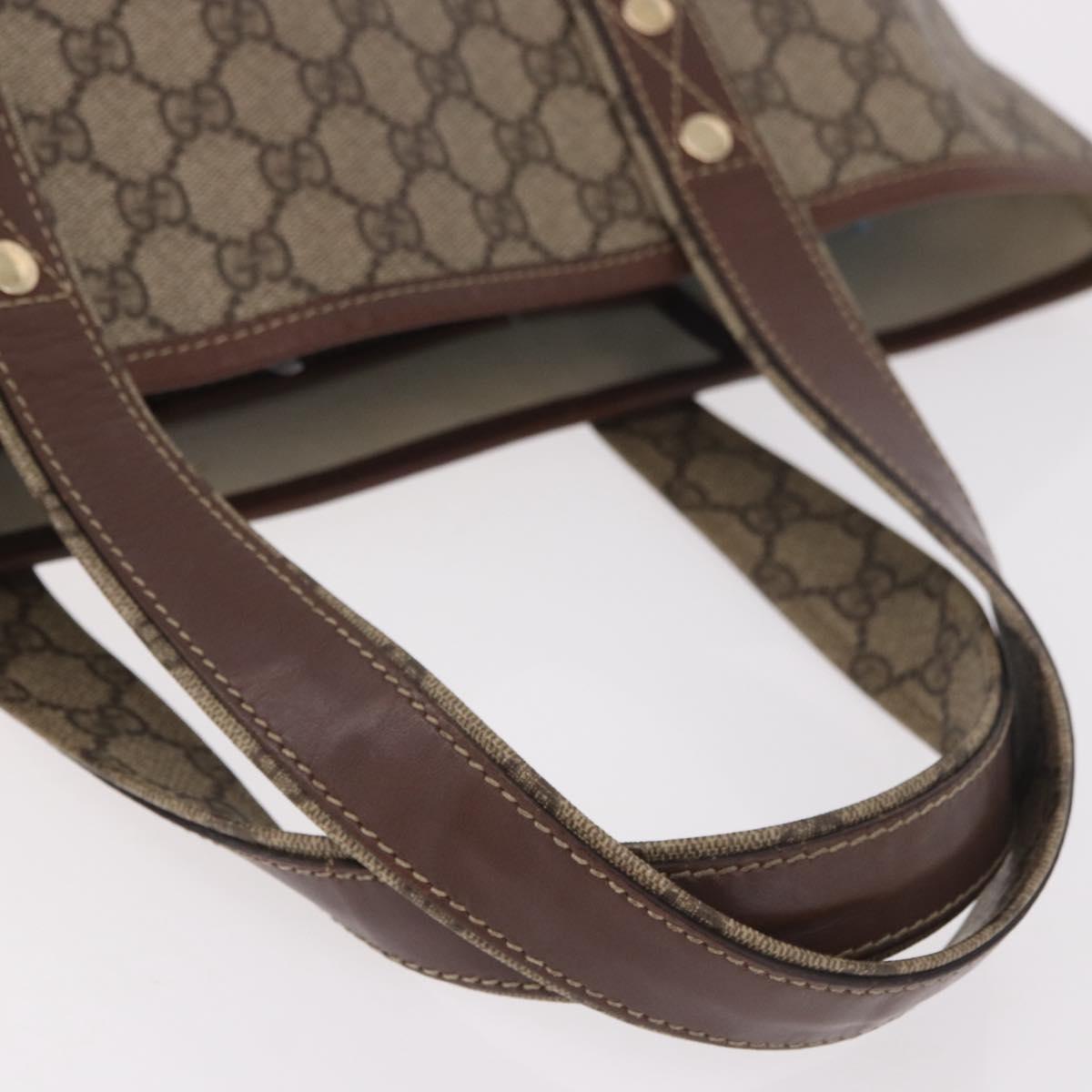 GUCCI GG Supreme Web Sherry Line Tote Bag PVC Beige Gold 211134 Auth 188490