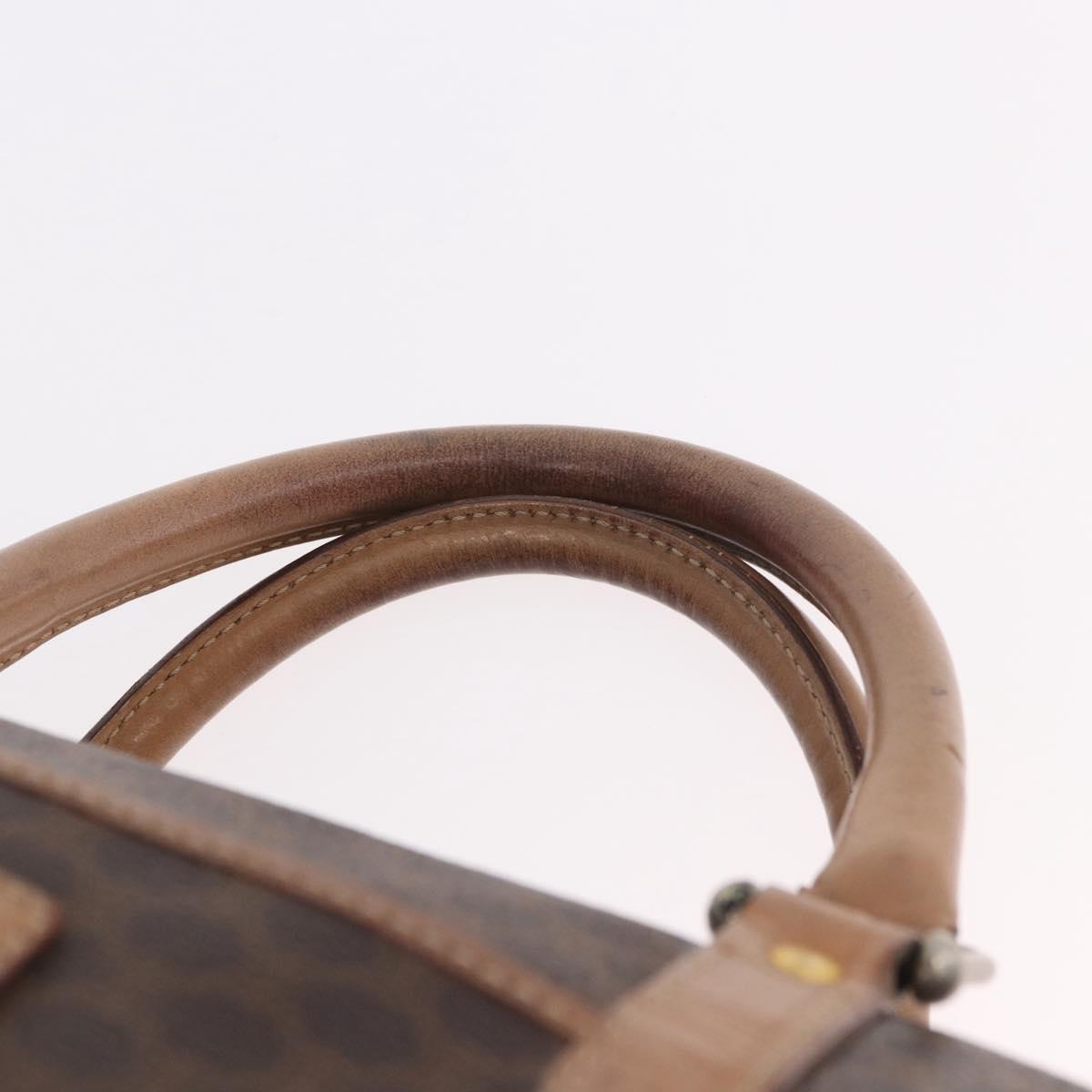 CELINE Macadam Canvas Boston Bag PVC Leather Brown Gold Auth 188493